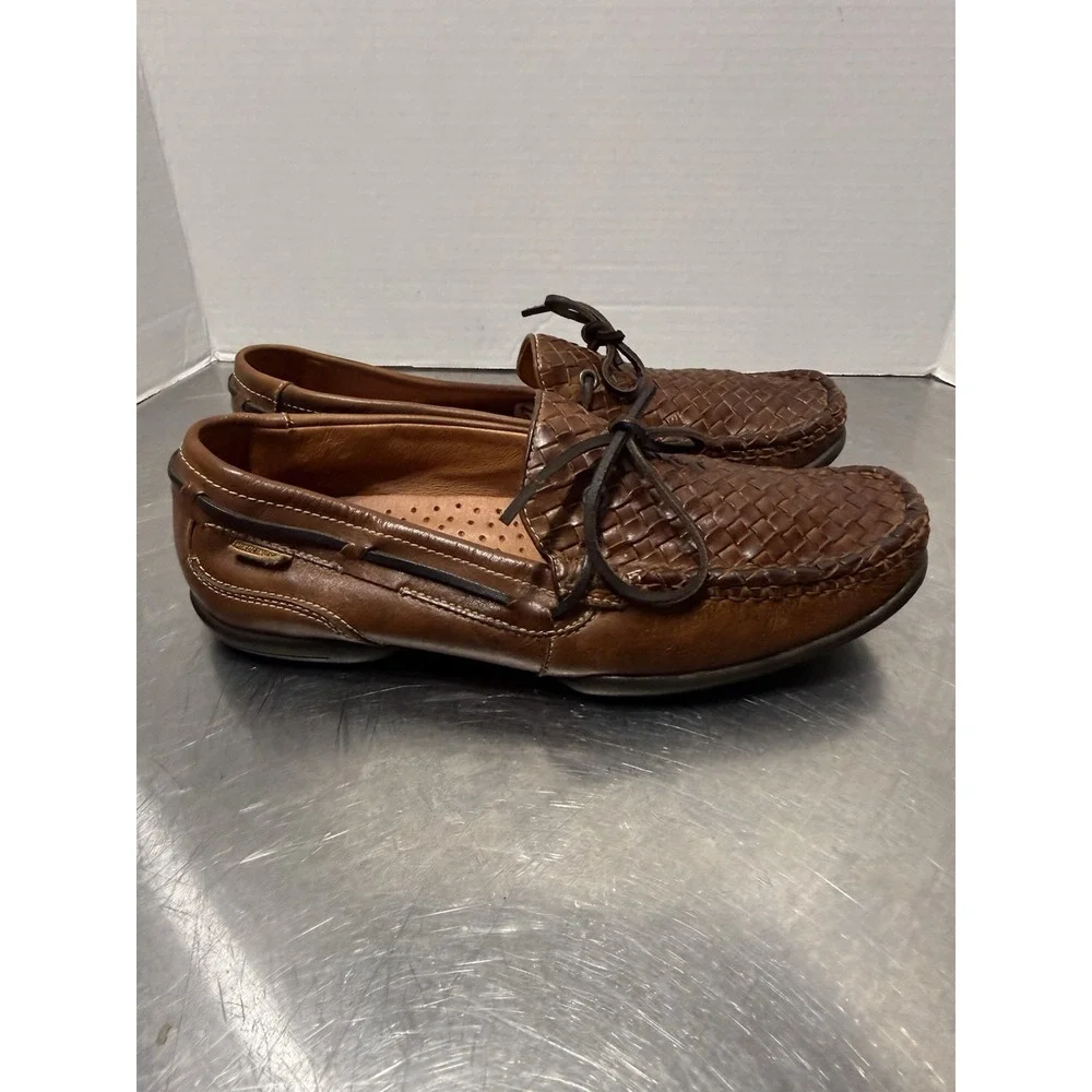 Pikolinos Men's Woven Leather Driving Loafers Brown EU 44 US 11 Moc Toe Spain